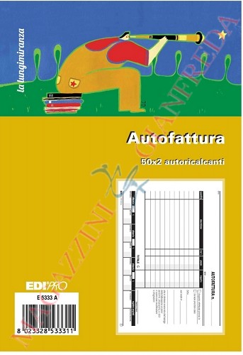 BLOCCO AUTOFATTURA, 50 fg. DOPPIA COPIA, CM. 15x22 ORIZZONTALE